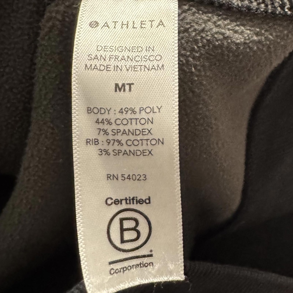 ATHLETA Hoodie Women's MT Medium Tall Full Zip Jacket Sweatshirt Thumb Holes - Picture 8 of 8